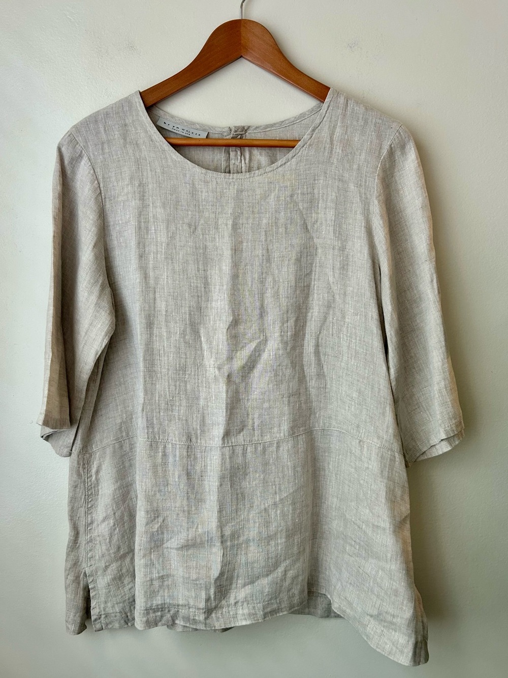 bryn Walker Linen Scoop Neck Tunic in Light Beige